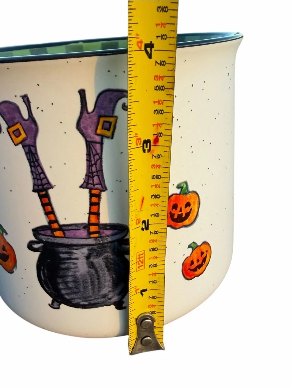 NWT WITCH CUP COBWEBS & CAULDRON BOTTOMS UP WITCHES LARGE STONEWARE MUG 16OZ